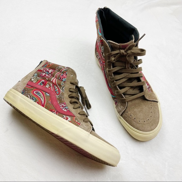Vans Other - Rare VANS Sk8-Hi Paisley Floral Olive California Hi Zip Heel